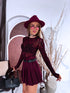 ROSE pattern mesh bodysuit "TO BLOOM HS9735" - BURGUNDY